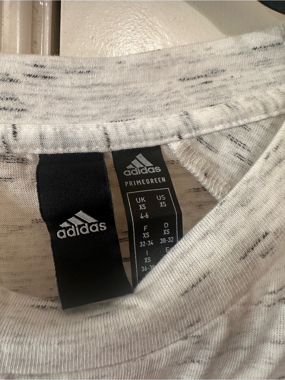 adidas White Flecked Crewneck Tee with Black Logo - Picture 2 of 3